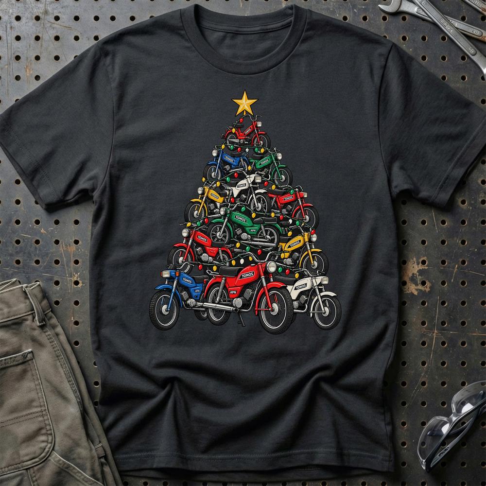 Tomos Juletræ T-Shirt-Beklædning-Tomos-Sort-S-Garage Culture Shop- garage - man cave - merchandise