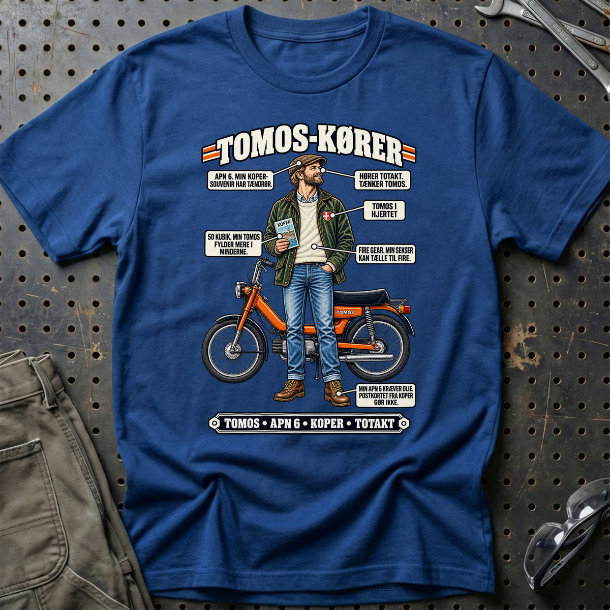 
Tomos-Kører T-Shirt – Blå Royal