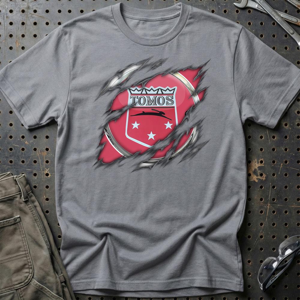 Tomos Ripped T-Shirt-Beklædning-Tomos-Grå Sport-S-Garage Culture Shop- garage - man cave - merchandise