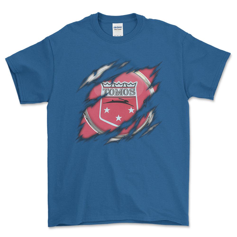 Tomos Ripped Unisex T-Shirt , Bomuld-Beklædning-Tomos-Blå Royal-S-Forside-Garage Culture Shop- garage - man cave - merchandise