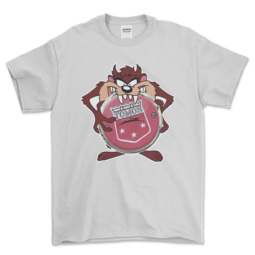 Tomos TAZ Unisex T-Shirt , Bomuld-Beklædning-Tomos-Hvid-S-Forside-Garage Culture Shop- garage - man cave - merchandise