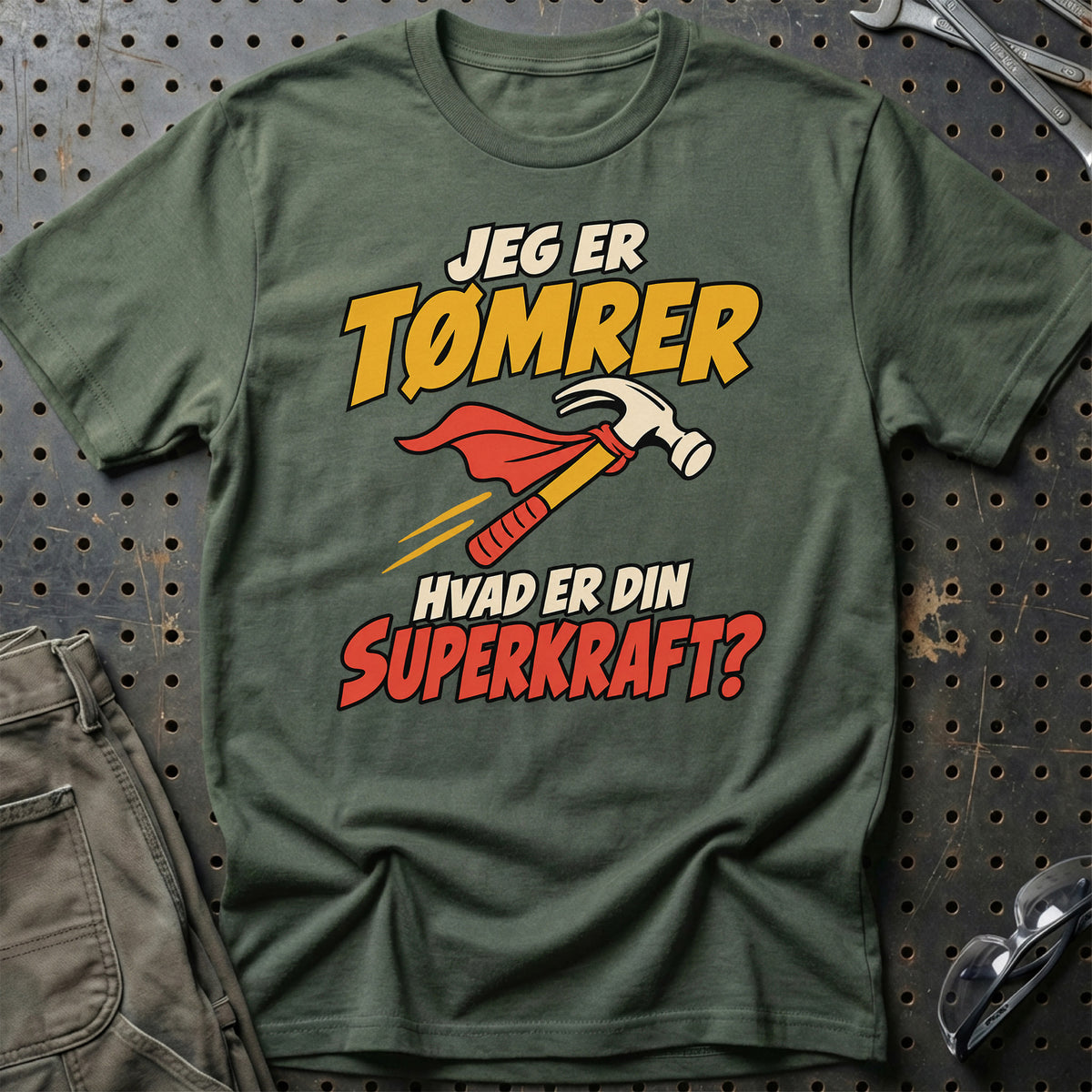 
Tømrer – Hvad er din superkraft? – Unisex T-Shirt – Grøn Militær