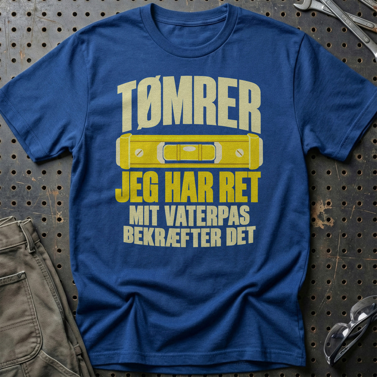
Produktbillede af Tømrer – Jeg Har Ret, Mit Vaterpas Bekræfter Det T-Shirt