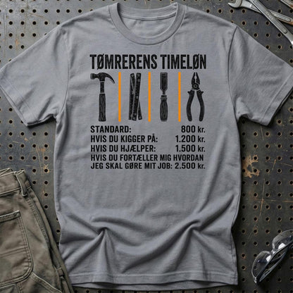 Tømrerens Timeløn - Unisex T-Shirt , Bomuld-Beklædning-Garage Culture-Grå Sport-S-Garage Culture Shop- garage - man cave - merchandise
