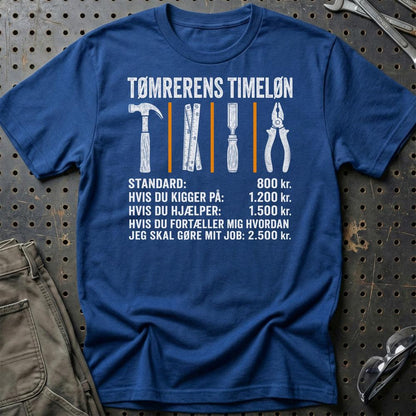Tømrerens Timeløn - Unisex T-Shirt , Bomuld-Beklædning-Garage Culture-Blå Royal-S-Garage Culture Shop- garage - man cave - merchandise