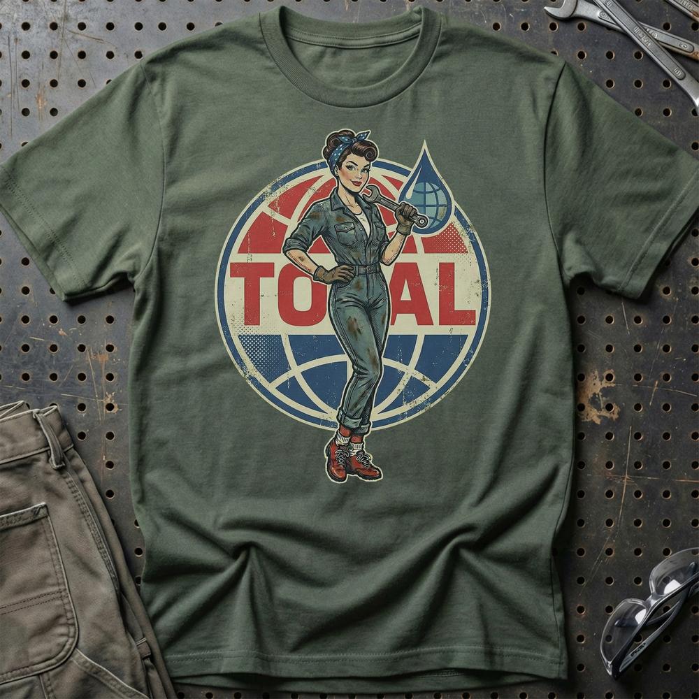 Total Pinup T-Shirt-Beklædning-Motoroil-Grøn Militær-S-Garage Culture Shop- garage - man cave - merchandise