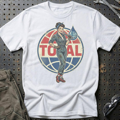 Total Pinup - Unisex T-Shirt , Bomuld-Beklædning-Motoroil-Hvid-S-Garage Culture Shop- garage - man cave - merchandise