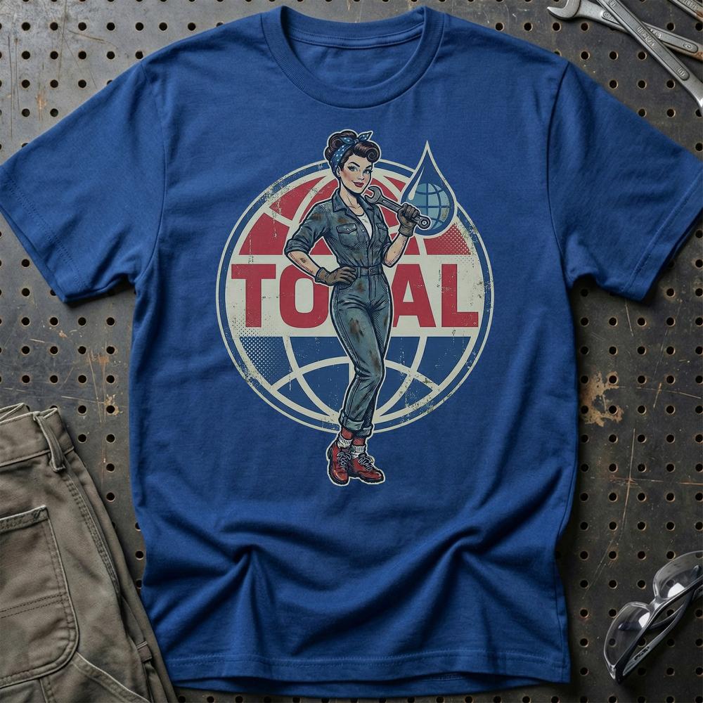 Total Pinup - Unisex T-Shirt , Bomuld-Beklædning-Motoroil-Blå Royal-S-Garage Culture Shop- garage - man cave - merchandise