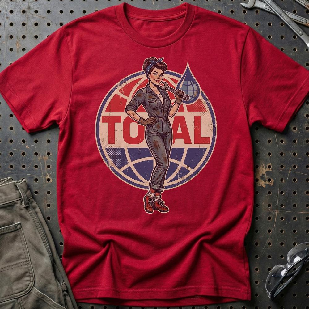 Total Pinup - Unisex T-Shirt , Bomuld-Beklædning-Motoroil-Rød-S-Garage Culture Shop- garage - man cave - merchandise