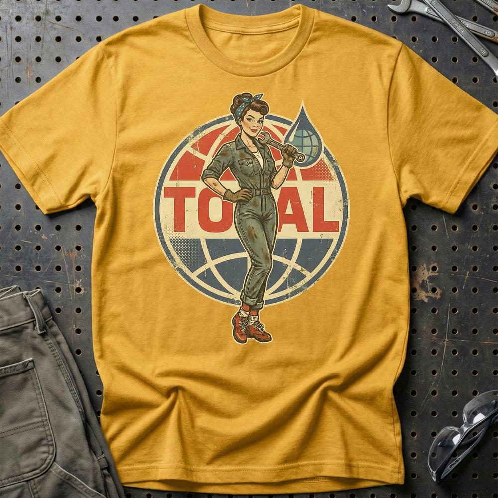 Total Pinup - Unisex T-Shirt , Bomuld-Beklædning-Motoroil-Guld-S-Garage Culture Shop- garage - man cave - merchandise