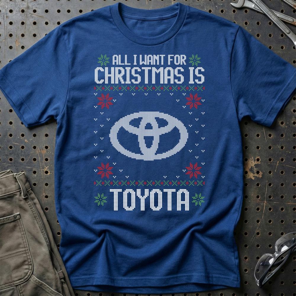 Toyota - All I Want For Christmas T-Shirt-Beklædning-Toyota-Blå Royal-S-Garage Culture Shop- garage - man cave - merchandise