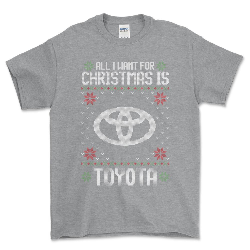 Toyota - All I Want For Christmas - Unisex T-Shirt , Bomuld-Beklædning-Toyota-Grå Sport-S-Forside-Garage Culture Shop- garage - man cave - merchandise