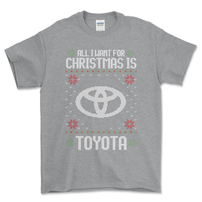 Toyota - All I Want For Christmas - Unisex T-Shirt , Bomuld-Beklædning-Toyota-Grå Sport-S-Forside-Garage Culture Shop- garage - man cave - merchandise