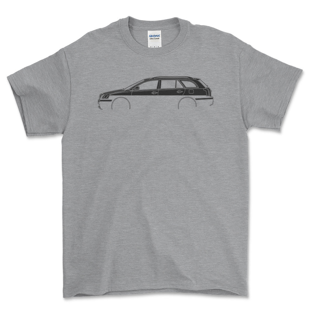 Toyota Avensis Station Car Silhuet - Unisex T-Shirt , Bomuld-Beklædning-Toyota-Grå Sport-S-Forside-Garage Culture Shop- garage - man cave - merchandise