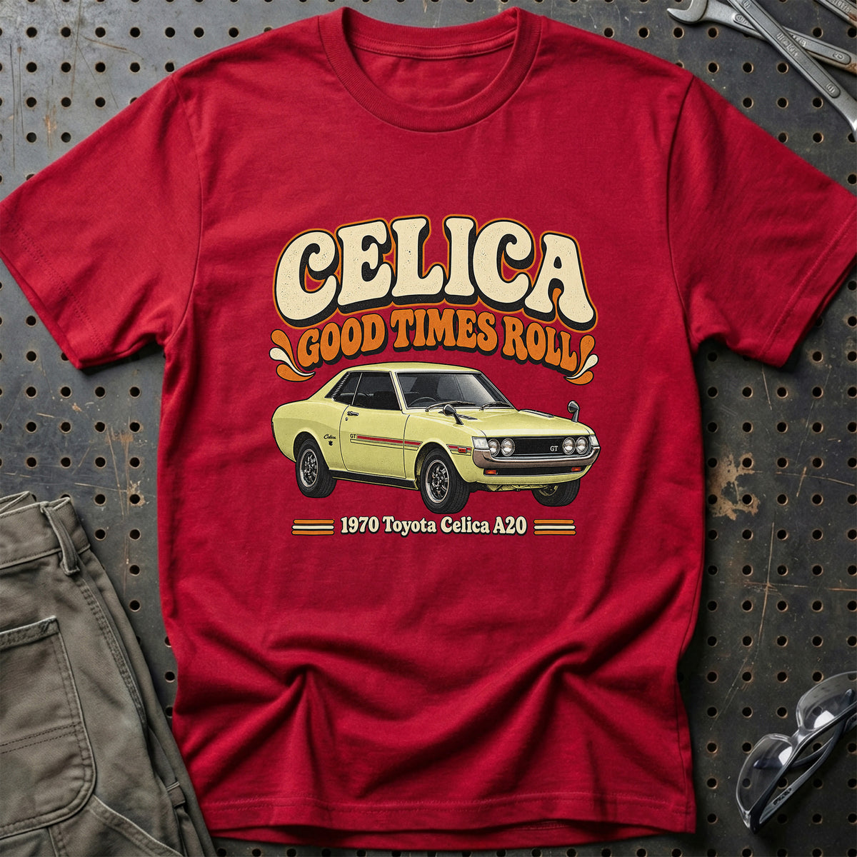 
Toyota Celica A20 1970 – Celica Good Times Roll T-Shirt – Rød