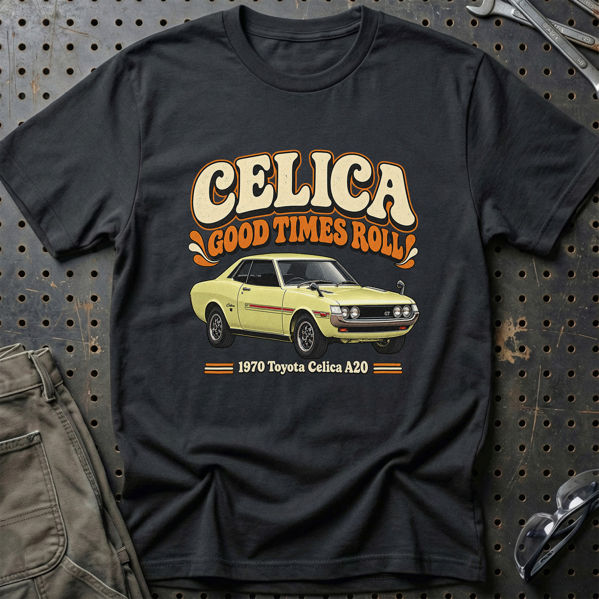
Toyota Celica A20 1970 – Celica Good Times Roll T-Shirt – Sort