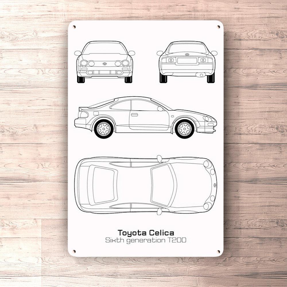 Toyota Celica T200 6 Gen Blueprint Skilte, Musemåtte, Dørmåtte , Plakat-Blueprint-Toyota-Garage Culture Shop- garage - man cave - merchandise