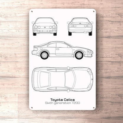 Toyota Celica T200 6 Gen Blueprint Skilte, Musemåtte, Dørmåtte , Plakat-Blueprint-Toyota-Garage Culture Shop- garage - man cave - merchandise