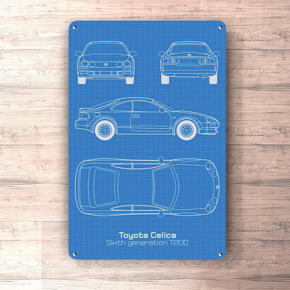 Toyota Celica T200 6 Gen Blueprint Skilte, Musemåtte, Dørmåtte , Plakat-Blueprint-Toyota-Garage Culture Shop- garage - man cave - merchandise