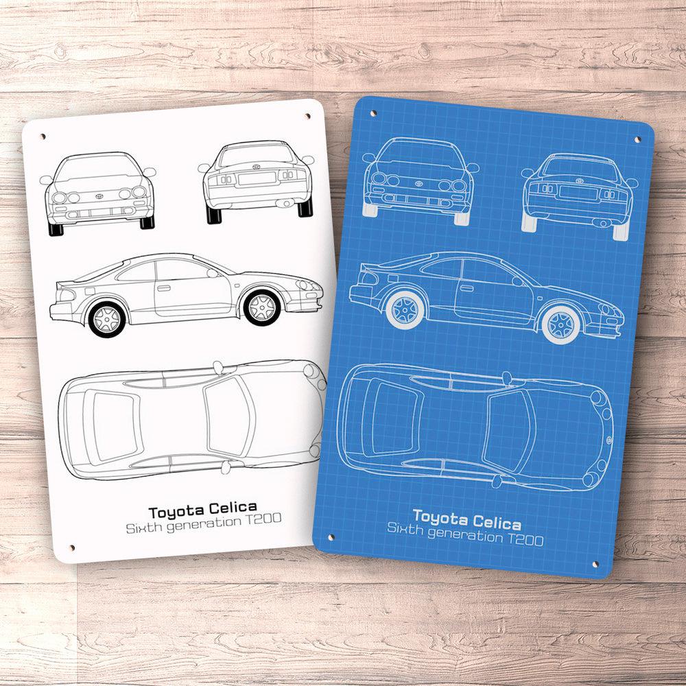 Toyota Celica T200 6 Gen Blueprint Skilte, Musemåtte, Dørmåtte , Plakat-Blueprint-Toyota-Garage Culture Shop- garage - man cave - merchandise