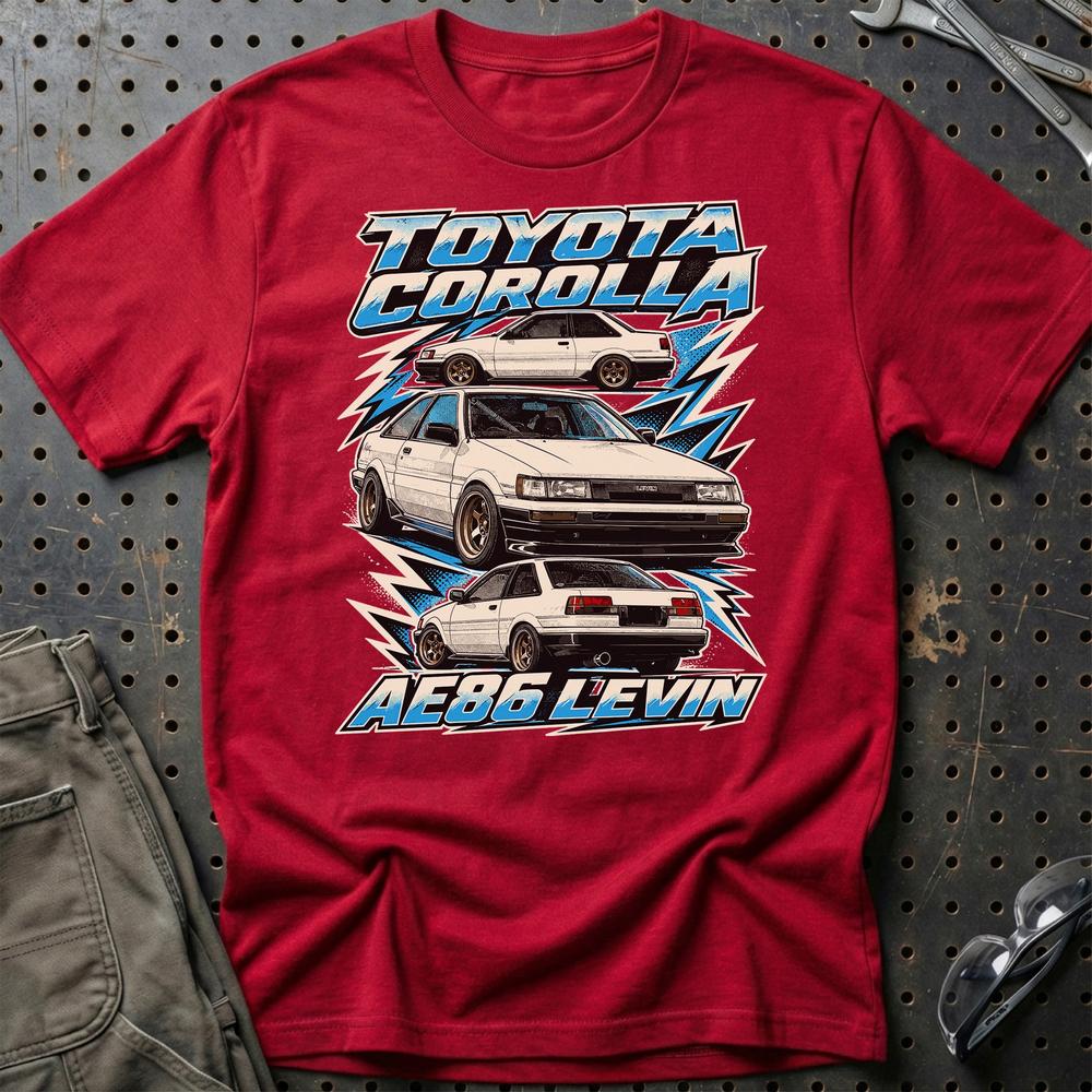 Toyota Corolla AE86 Levin T-Shirt-Beklædning-Toyota-Rød-S-Garage Culture Shop- garage - man cave - merchandise