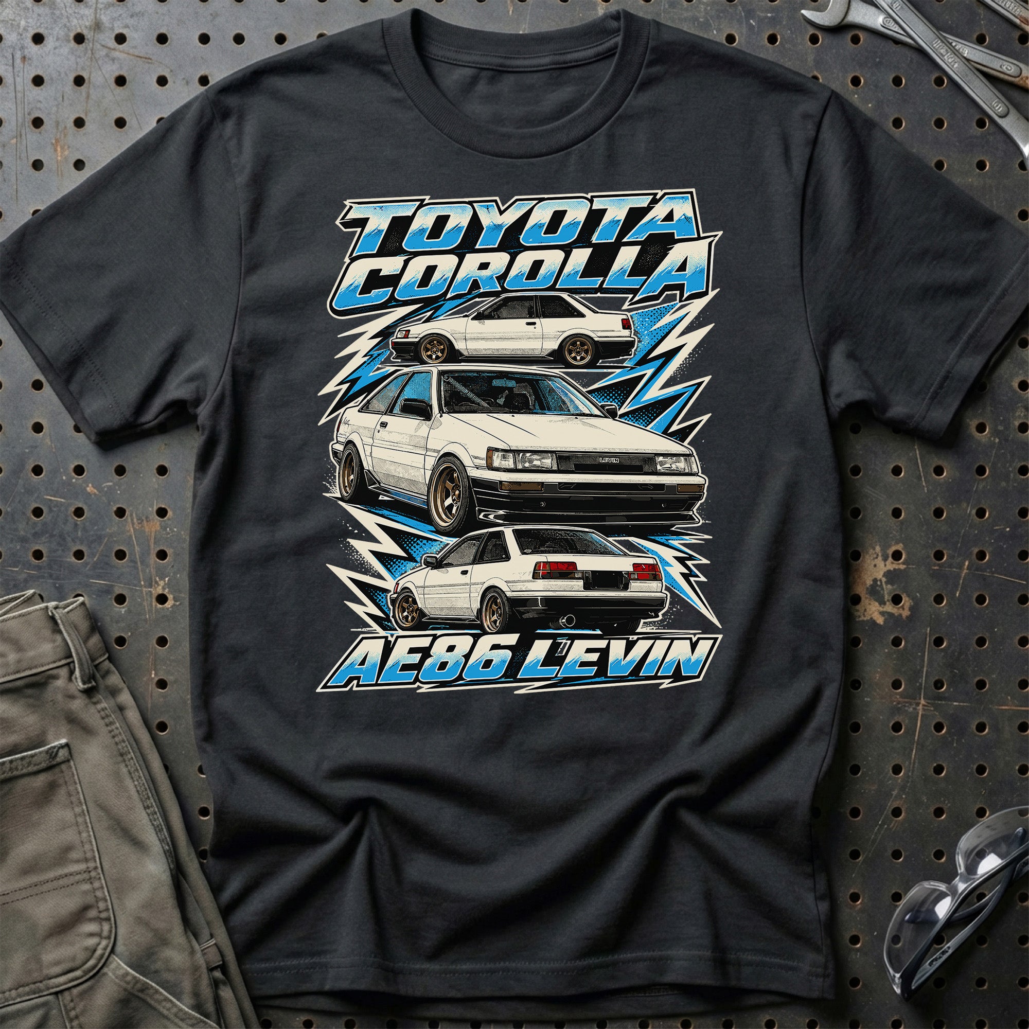 Toyota Corolla AE86 Levin T-Shirt-Beklædning-Toyota-Sort-S-Garage Culture Shop- garage - man cave - merchandise