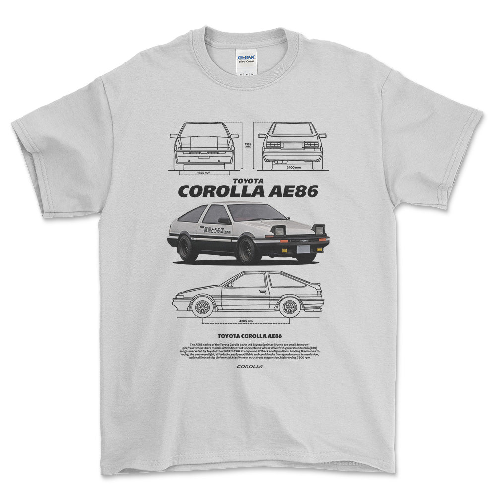 Toyota Corolla AE86 T-Shirt-Beklædning-Toyota-Hvid-S-Garage Culture Shop- garage - man cave - merchandise