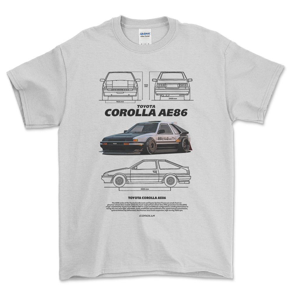 Toyota Corolla AE86 T-Shirt-Beklædning-Toyota-Hvid-S-Garage Culture Shop- garage - man cave - merchandise
