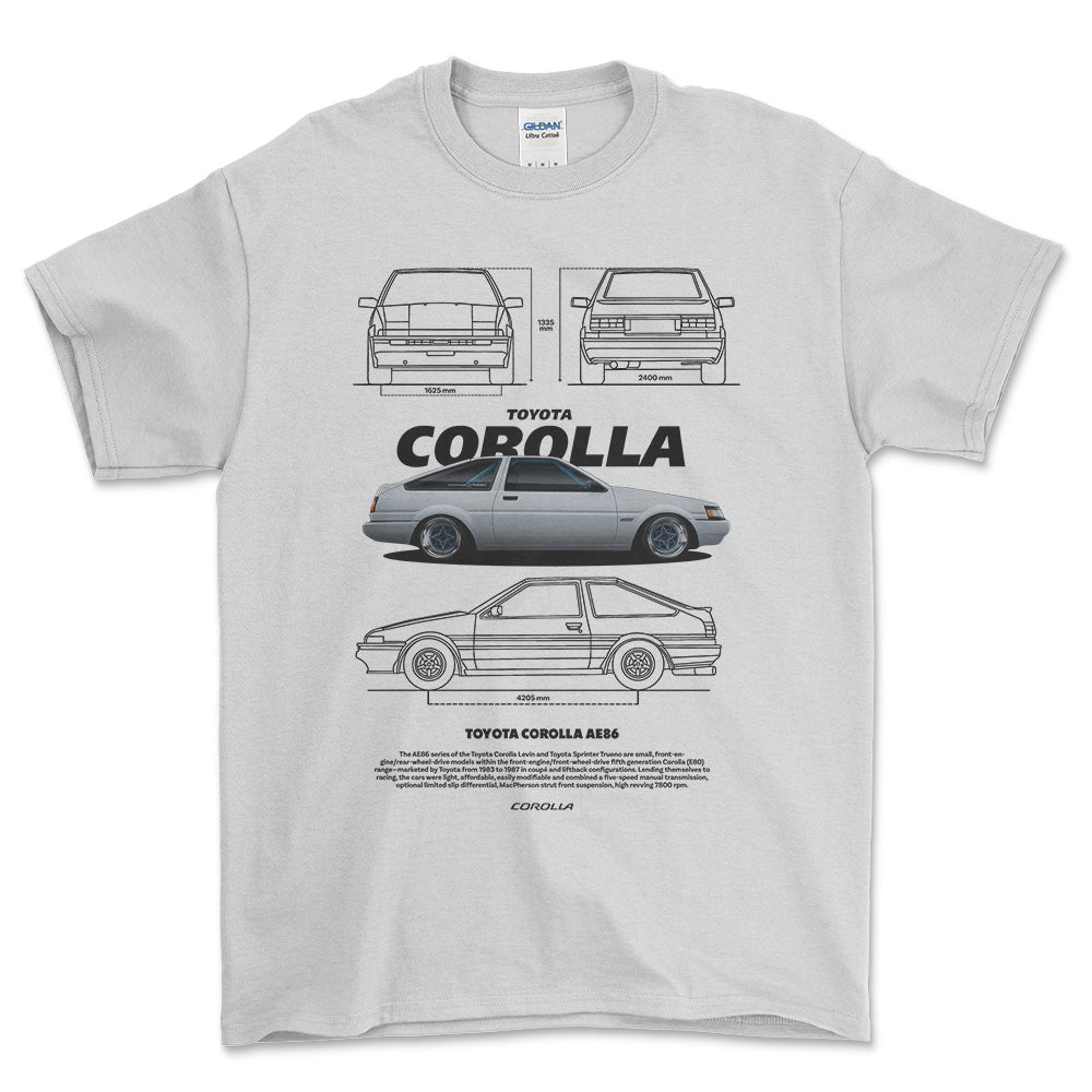 Toyota Corolla AE86 T-Shirt-Beklædning-Toyota-Hvid-S-Garage Culture Shop- garage - man cave - merchandise