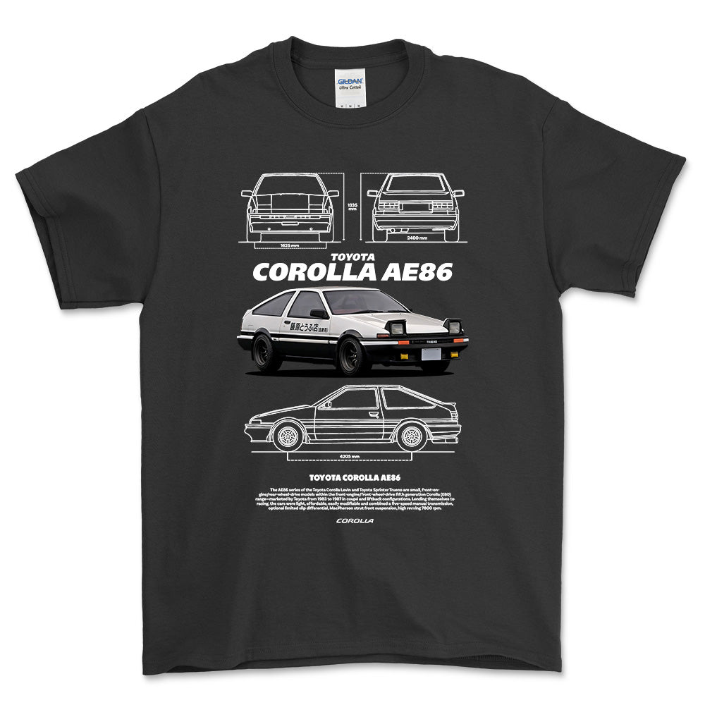 Toyota Corolla AE86 T-Shirt-Beklædning-Toyota-Sort-S-Garage Culture Shop- garage - man cave - merchandise