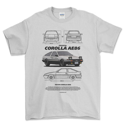 Toyota Corolla AE86 - Unisex T-Shirt-Beklædning-Toyota-Hvid-S-Forside-Garage Culture Shop- garage - man cave - merchandise