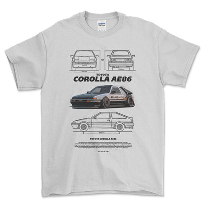 Toyota Corolla AE86 - Unisex T-Shirt-Beklædning-Toyota-Hvid-S-Forside-Garage Culture Shop- garage - man cave - merchandise