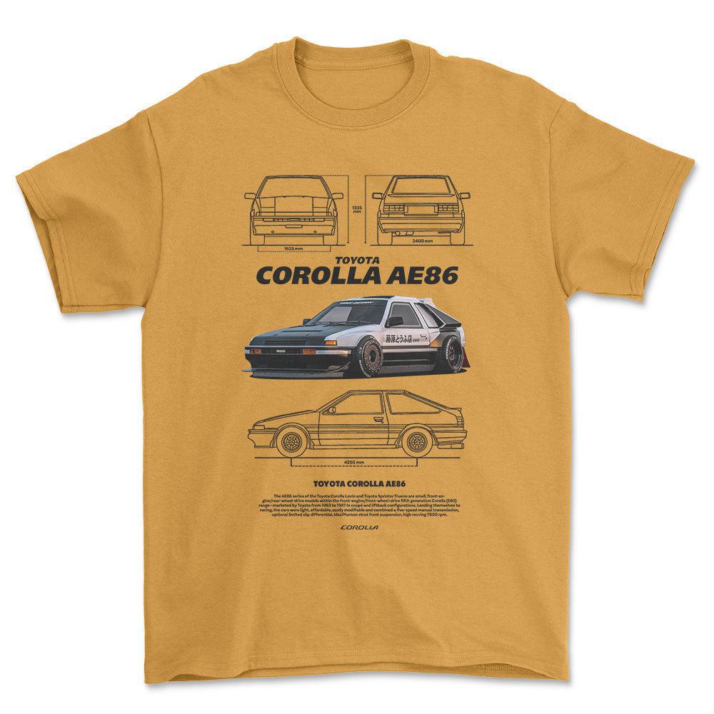 Toyota Corolla AE86 - Unisex T-Shirt-Beklædning-Toyota-Guld-S-Forside-Garage Culture Shop- garage - man cave - merchandise