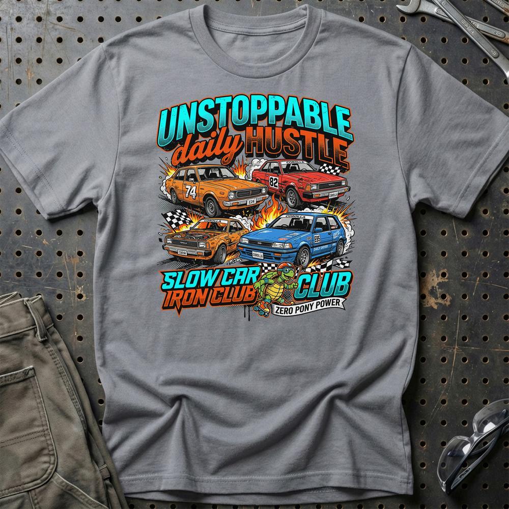 Toyota Corolla Unstoppable Daily Hustle Iron Club T-Shirt-Beklædning-Toyota-Grå Sport-S-Garage Culture Shop- garage - man cave - merchandise