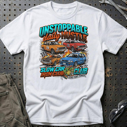 Toyota Corolla Unstoppable Daily Hustle Iron Club - Unisex T-Shirt-Beklædning-Toyota-Hvid-S-Garage Culture Shop- garage - man cave - merchandise
