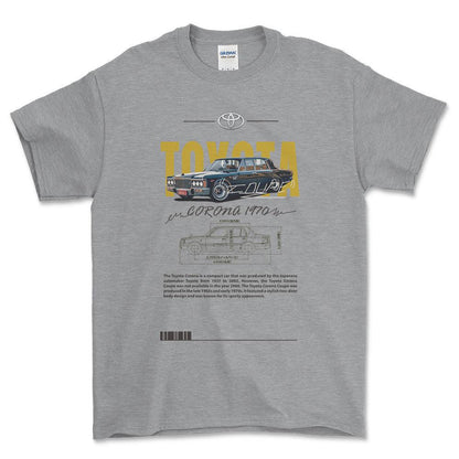 Toyota Corona 1970 - Unisex T-Shirt-Beklædning-Toyota-Grå Sport-S-Forside-Garage Culture Shop- garage - man cave - merchandise