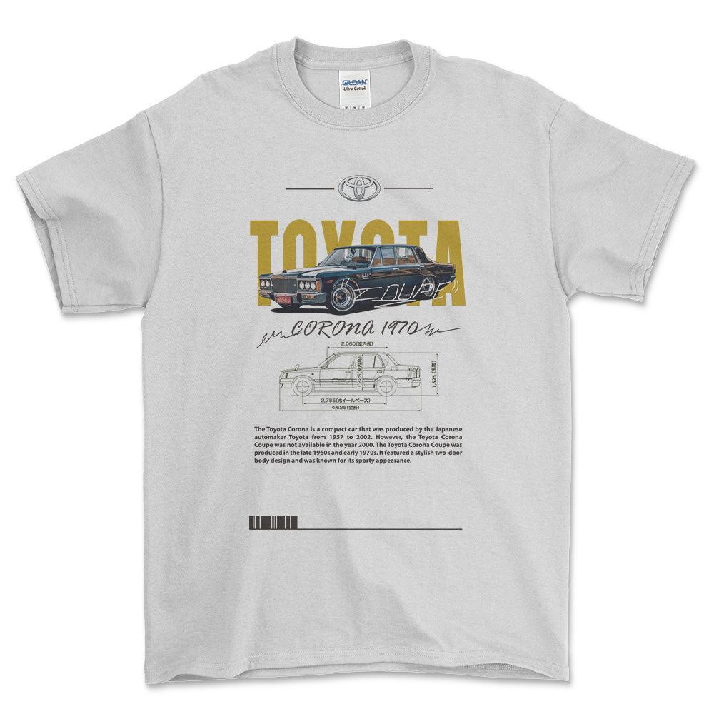 Toyota Corona 1970 - Unisex T-Shirt-Beklædning-Toyota-Hvid-S-Forside-Garage Culture Shop- garage - man cave - merchandise