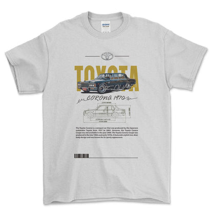 Toyota Corona 1970 - Unisex T-Shirt-Beklædning-Toyota-Hvid-S-Forside-Garage Culture Shop- garage - man cave - merchandise