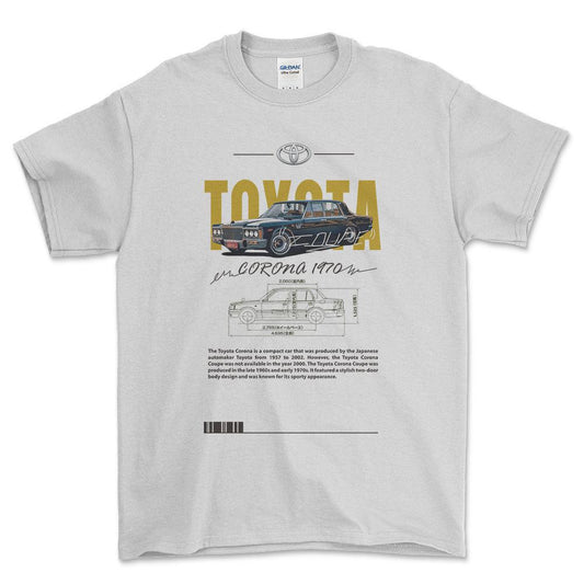 Toyota Corona 1970 - Unisex T-Shirt-Beklædning-Toyota-Hvid-S-Forside-Garage Culture Shop- garage - man cave - merchandise