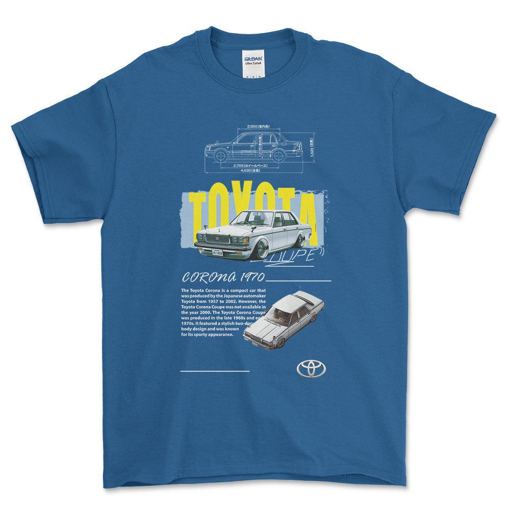Toyota Corona T-Shirt-Beklædning-Toyota-Blå Royal-S-Garage Culture Shop- garage - man cave - merchandise