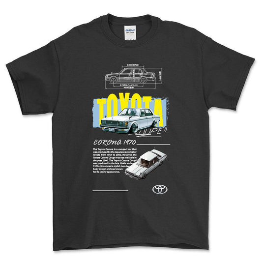 Toyota Corona - Unisex T-Shirt-Beklædning-Toyota-Sort-S-Forside-Garage Culture Shop- garage - man cave - merchandise