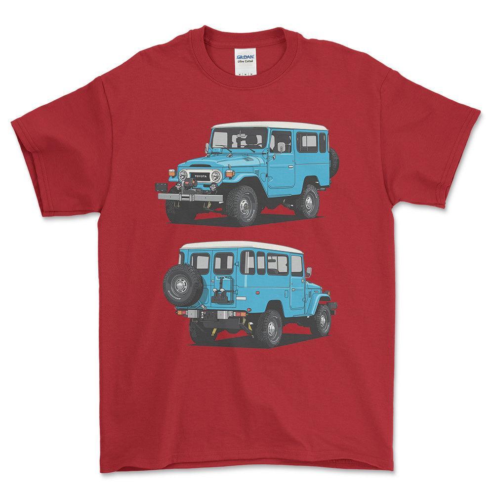 Toyota FJ43 Land Cruiser Hardtop 1981 T-Shirt-Beklædning-Toyota-Rød-S-Garage Culture Shop- garage - man cave - merchandise
