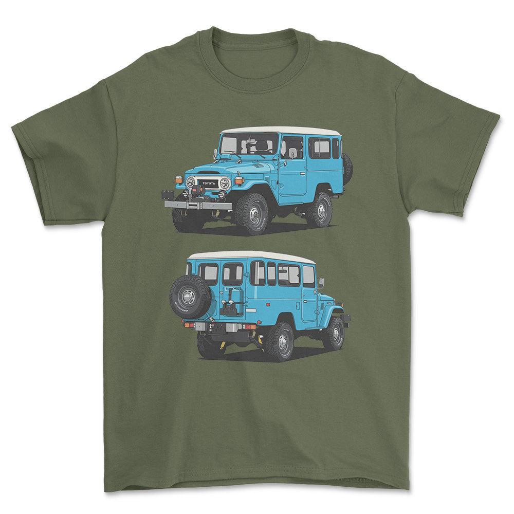 Toyota FJ43 Land Cruiser Hardtop 1981 T-Shirt-Beklædning-Toyota-Grøn Militær-S-Garage Culture Shop- garage - man cave - merchandise