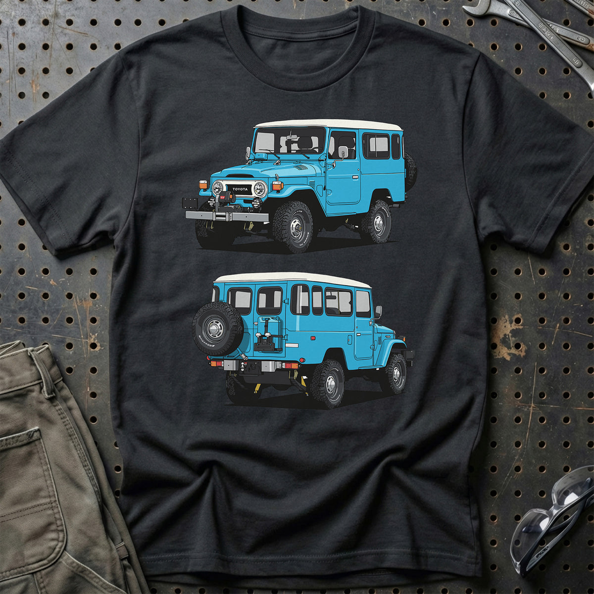 
Toyota FJ43 Land Cruiser Hardtop 1981 Unisex T-Shirt – Sort – print foran
