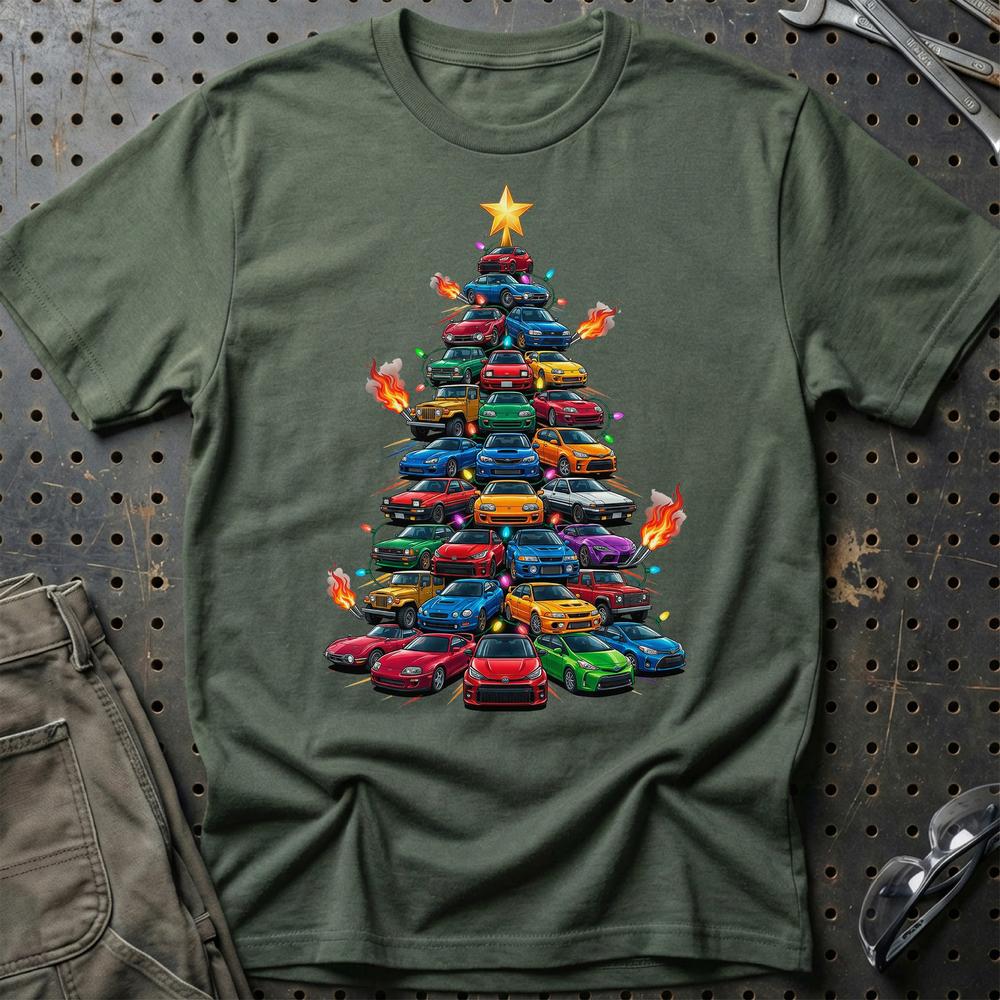 Toyota Juletræ Christmas Tree T-Shirt-Beklædning-Toyota-Grøn Militær-S-Garage Culture Shop- garage - man cave - merchandise