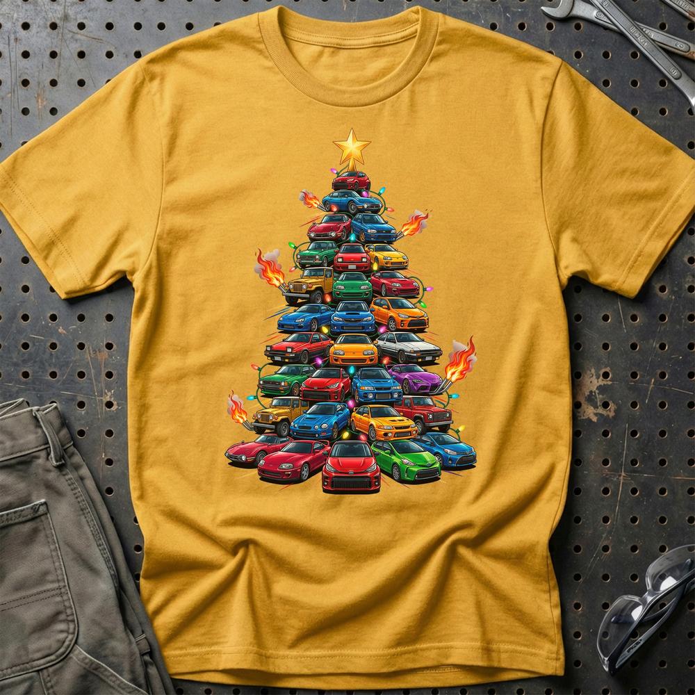 Toyota Juletræ Christmas Tree T-Shirt-Beklædning-Toyota-Guld-S-Garage Culture Shop- garage - man cave - merchandise