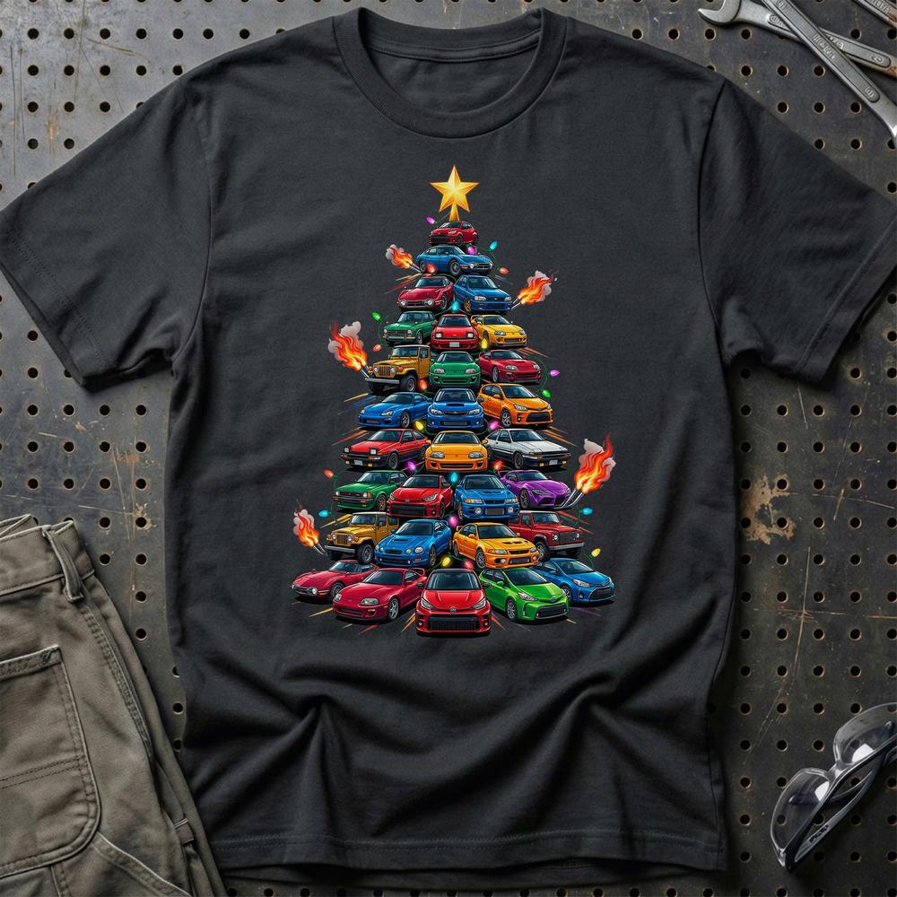 Toyota Juletræ Christmas Tree T-Shirt-Beklædning-Toyota-Sort-S-Garage Culture Shop- garage - man cave - merchandise