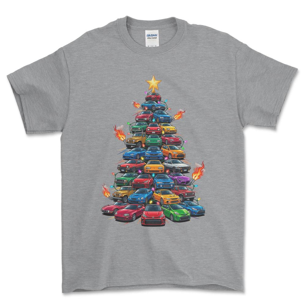 Toyota Juletræ Christmas Tree - Unisex T-Shirt-Beklædning-Toyota-Grå Sport-S-Forside-Garage Culture Shop- garage - man cave - merchandise