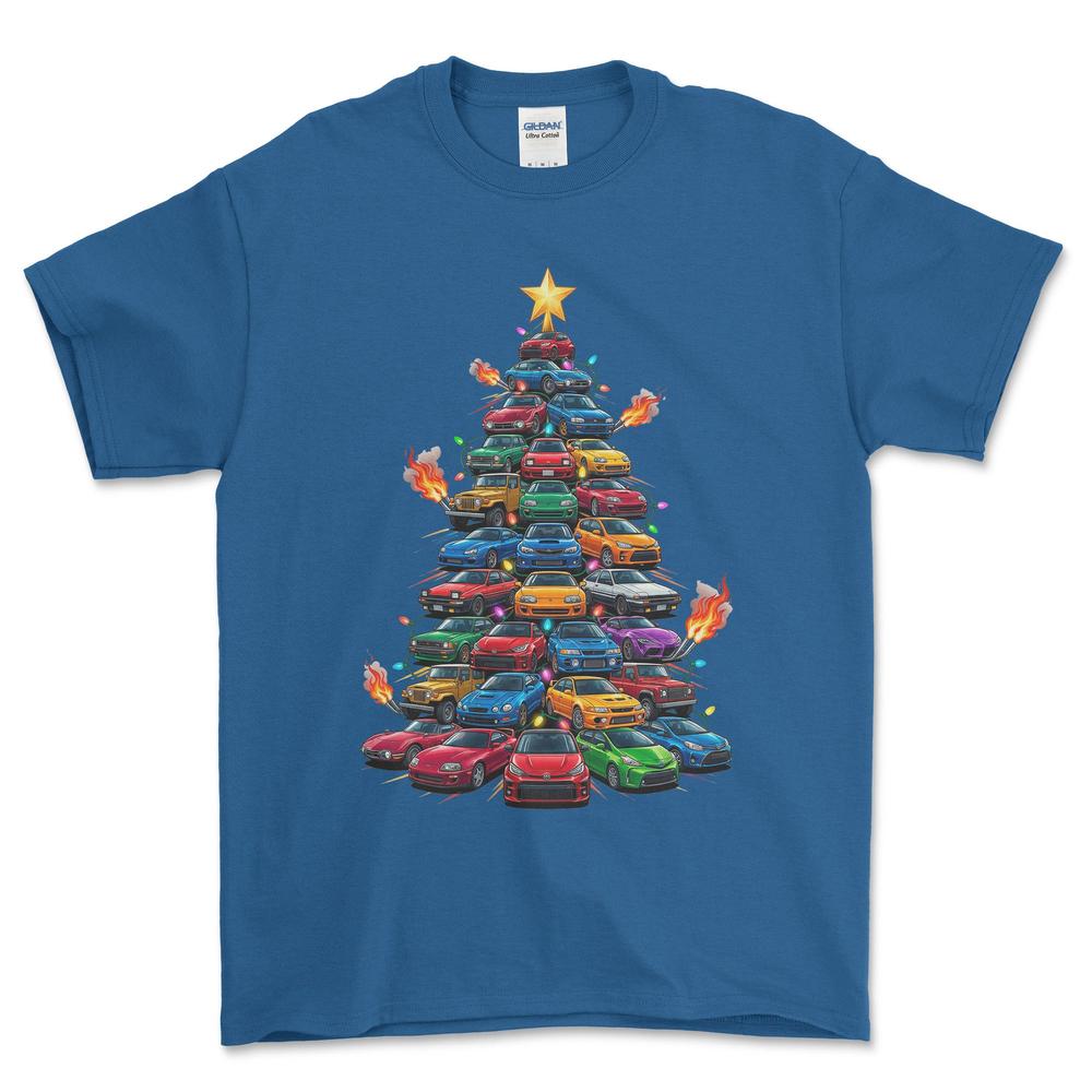 Toyota Juletræ Christmas Tree - Unisex T-Shirt-Beklædning-Toyota-Blå Royal-S-Forside-Garage Culture Shop- garage - man cave - merchandise