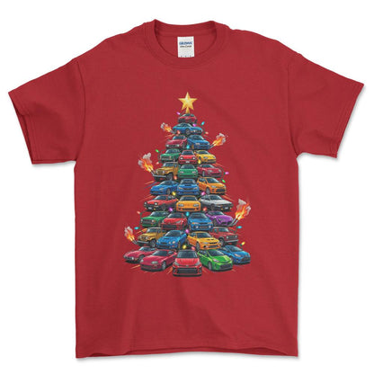 Toyota Juletræ Christmas Tree - Unisex T-Shirt-Beklædning-Toyota-Rød-S-Forside-Garage Culture Shop- garage - man cave - merchandise